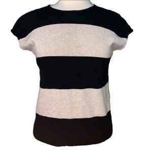 Short sleeve wide striped sweater